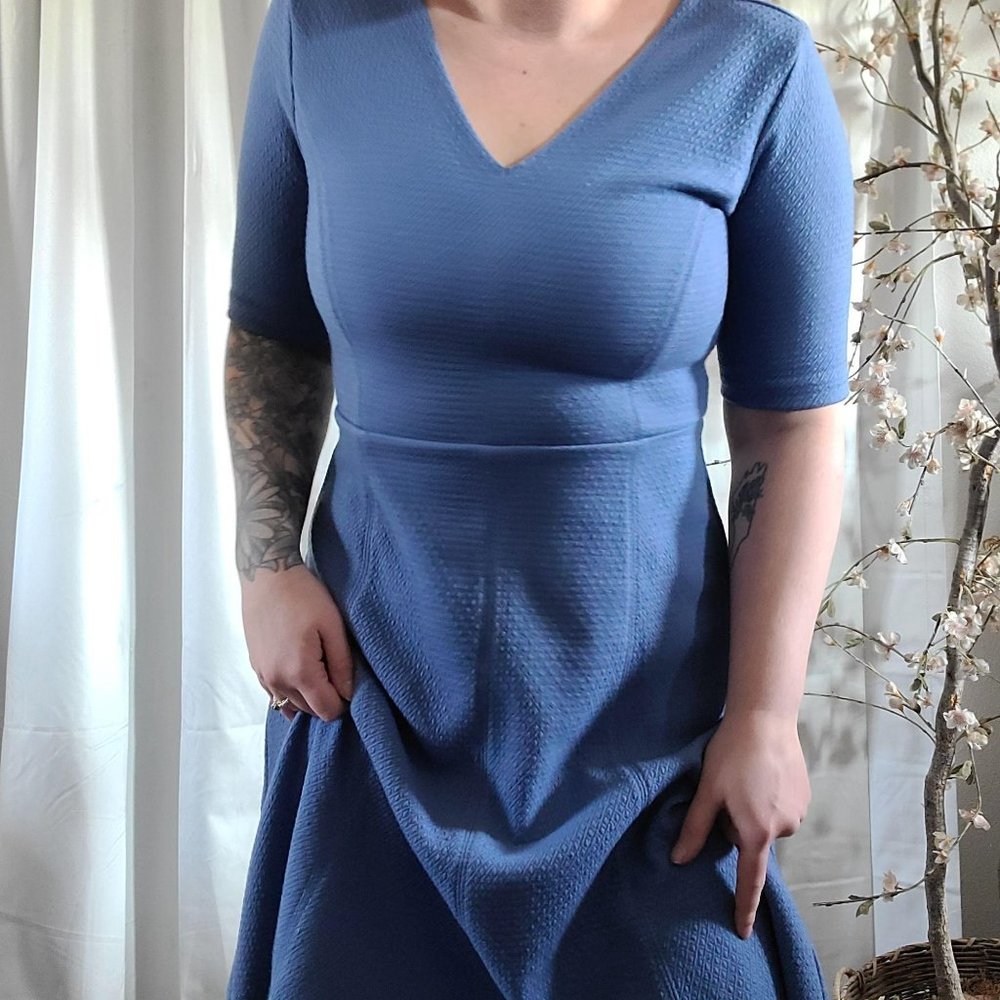 Ann Taylor Periwinkle Fit & Flare Mid Sleeve Dress - Picture 6 of 11